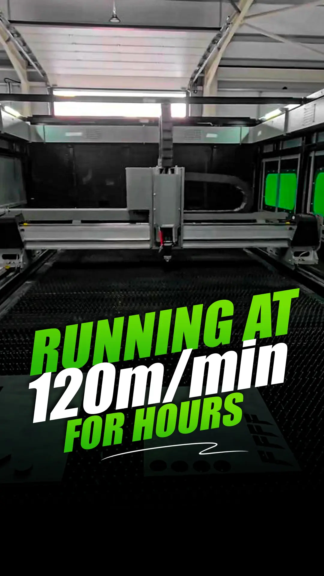 fiber laser machine running at 140m per minute